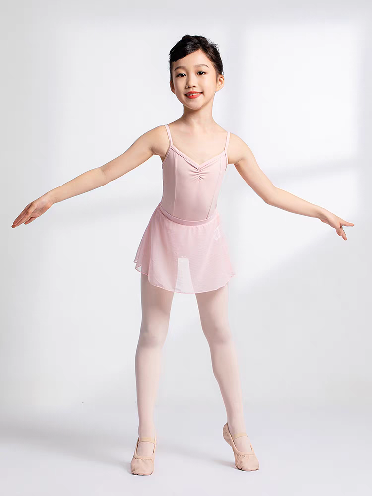 sansha French Sands Children's Ballet Dance Fun Leader Nylon Stranging Dance Series V -neck Open Crotching Uniform