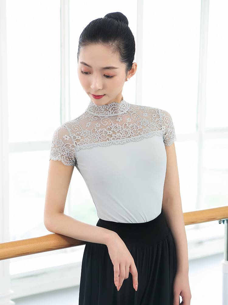 Little jasmine dance service female summer classical dance adult ballet exercise skills lace lace short -sleeved clothes