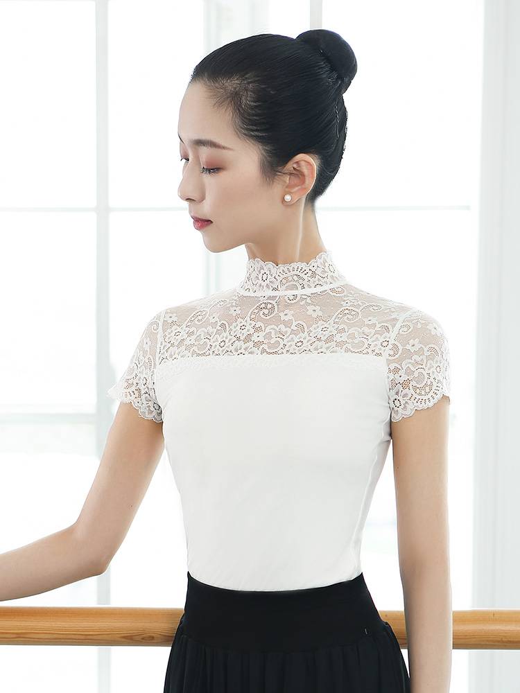 Little jasmine dance service female summer classical dance adult ballet exercise skills lace lace short -sleeved clothes