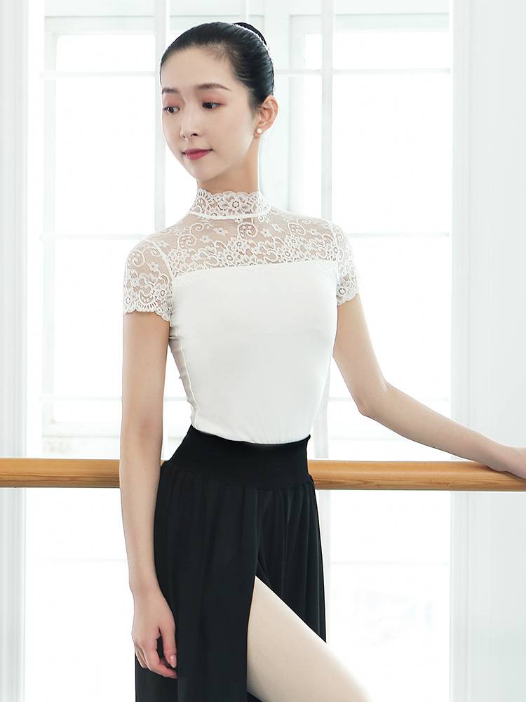 Little jasmine dance service female summer classical dance adult ballet exercise skills lace lace short -sleeved clothes