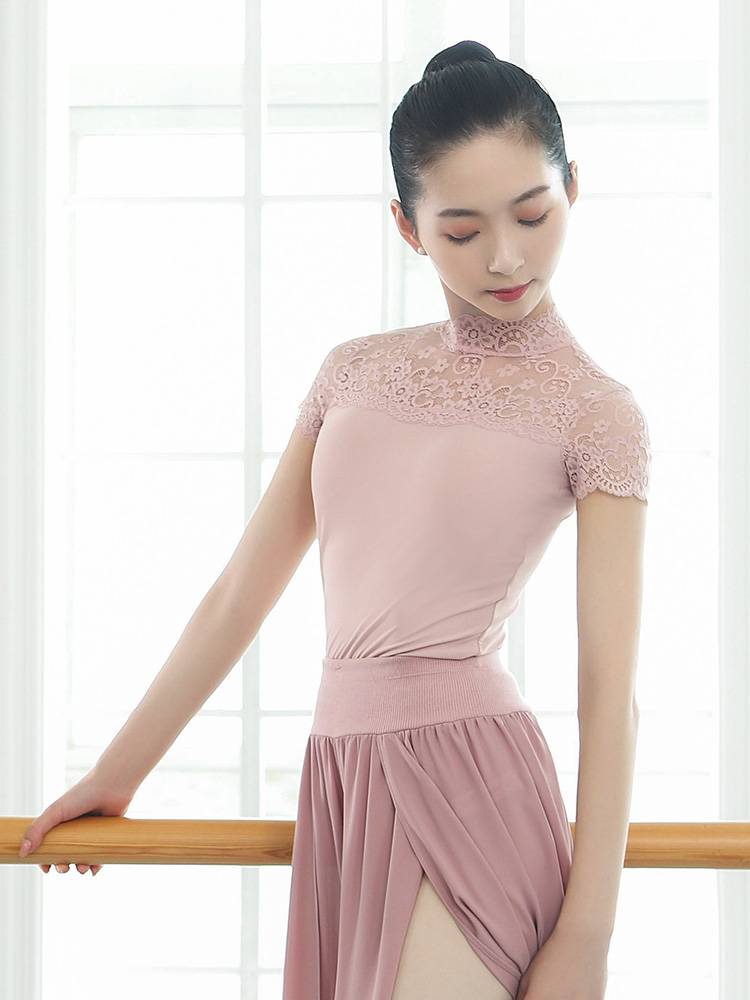 Little jasmine dance service female summer classical dance adult ballet exercise skills lace lace short -sleeved clothes