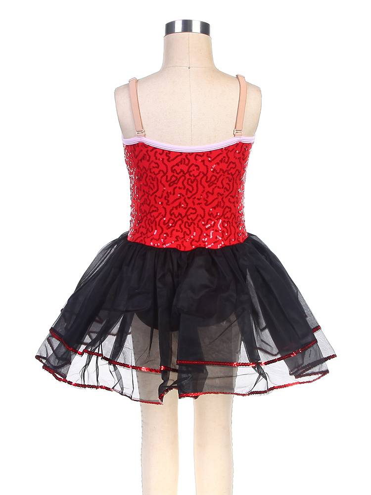 Ballet performance service children's professional performance suit, short skirt, red competition puff skirt sequin ballet tutu skirt