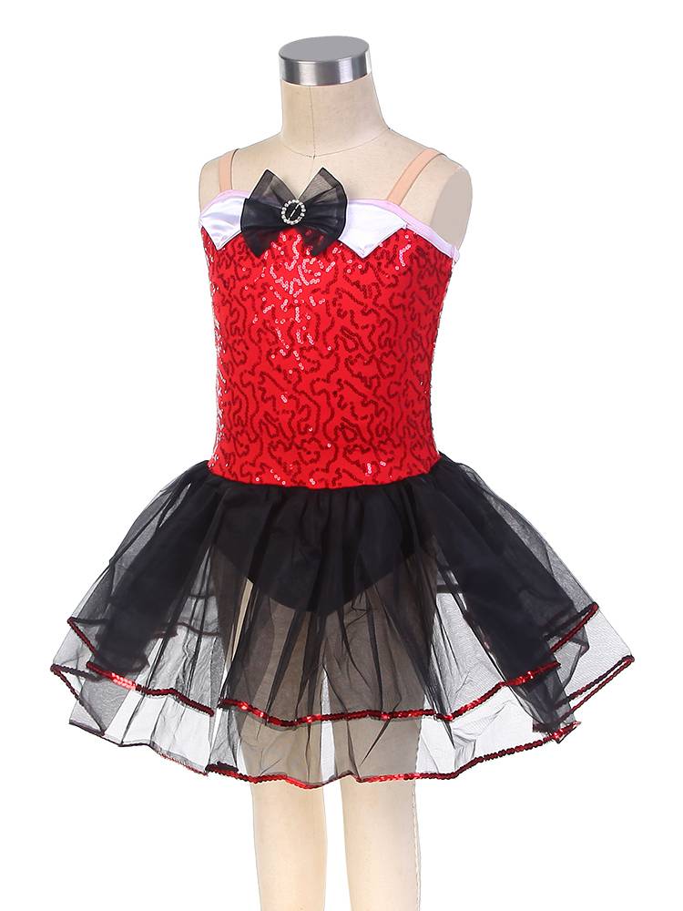 Ballet performance service children's professional performance suit, short skirt, red competition puff skirt sequin ballet tutu skirt
