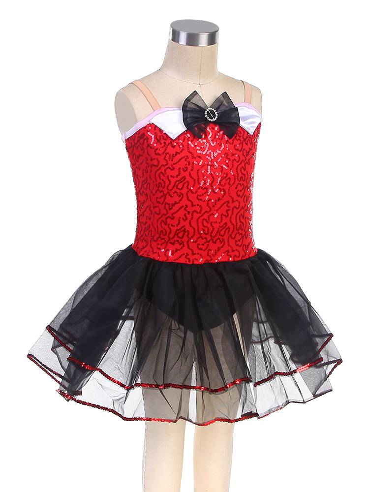 Ballet performance service children's professional performance suit, short skirt, red competition puff skirt sequin ballet tutu skirt