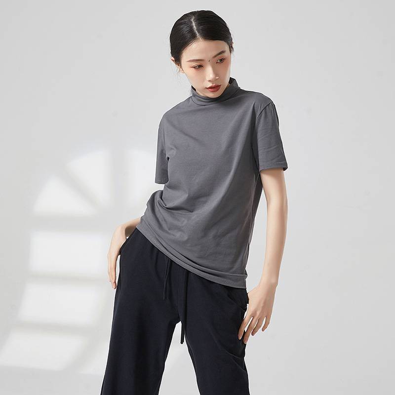 Modern dance practice service fashionable black small high -lead T -shirt base training ballet classic short -sleeved men and women same models