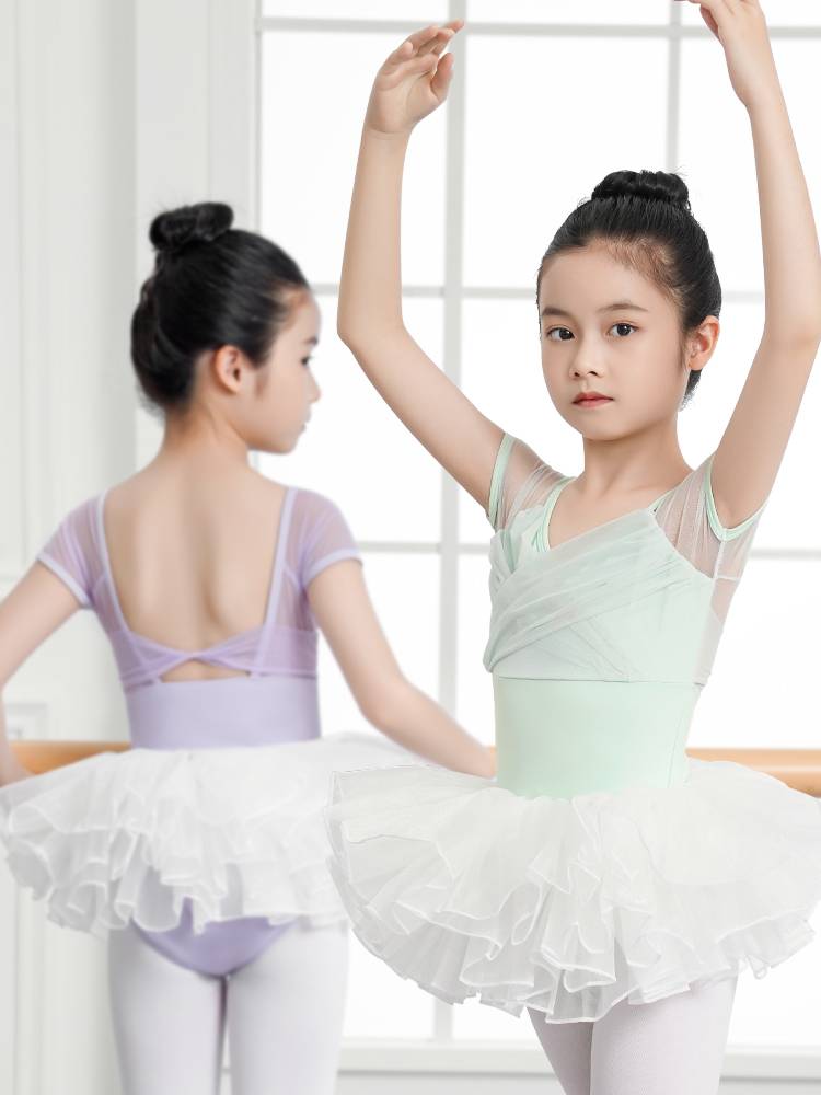 Children's ballet dance skirt short -sleeved exercise clothes dance clothes summer dance jacket Chinese dance body operation girl girl
