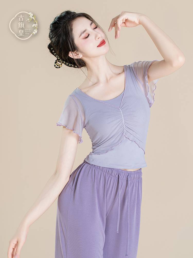 Ancient Banner Classical Dance Clothing Short Sleeve Top Modern Dance Ballet Sports Gaunting Delivery Delivery Delivery Gauze
