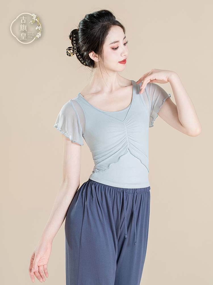 Ancient Banner Classical Dance Clothing Short Sleeve Top Modern Dance Ballet Sports Gaunting Delivery Delivery Delivery Gauze