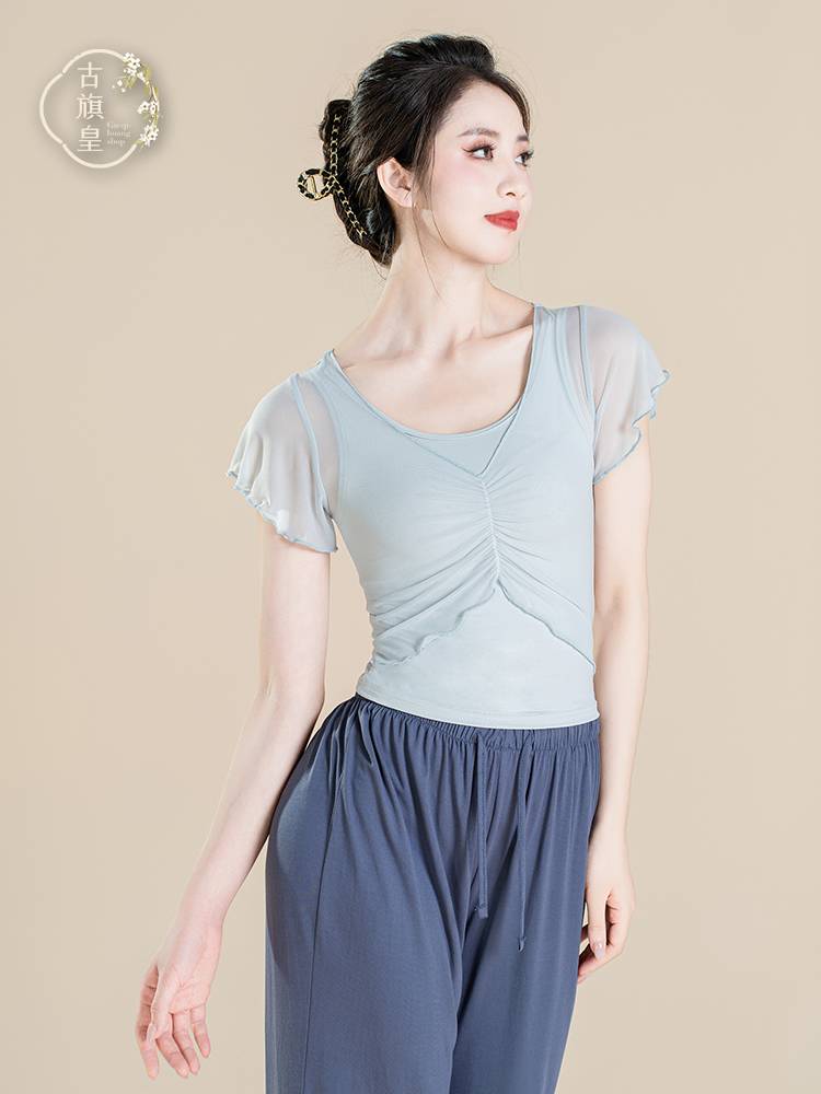 Ancient Banner Classical Dance Clothing Short Sleeve Top Modern Dance Ballet Sports Gaunting Delivery Delivery Delivery Gauze