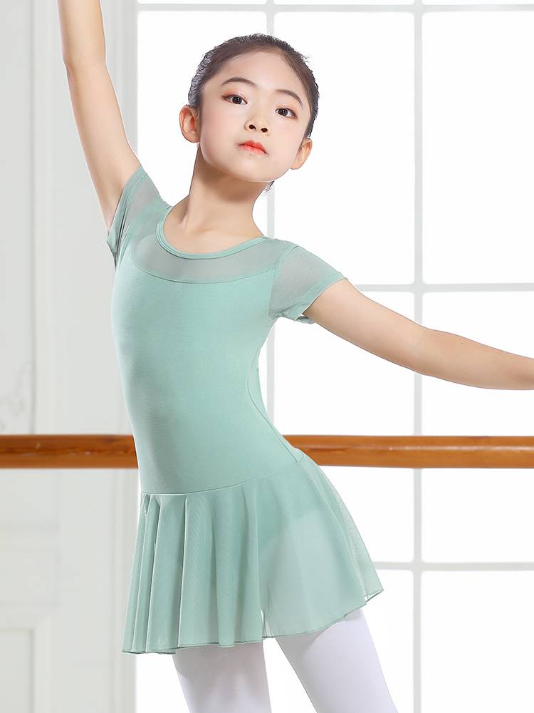 Yuebu Children's Dance Server Dance Gongfu Girls Ballet Dance Skirt Gymnast Service Children's Clothing Short Sleeve Spring and Summer