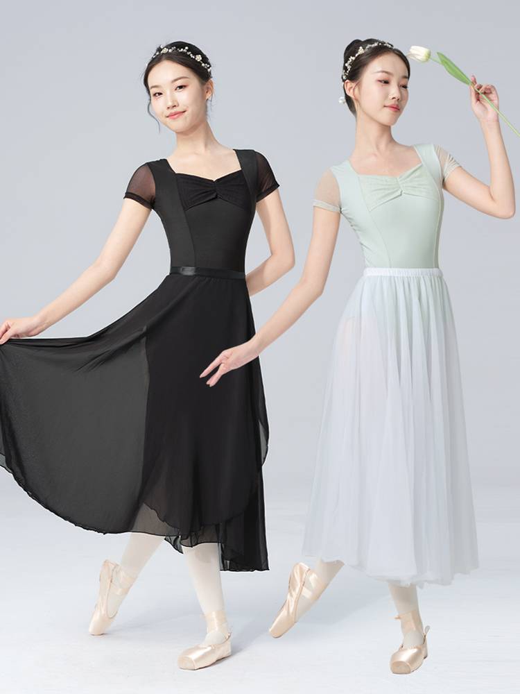 Dance service adult ballet dance exercises, recipes for short -sleeved conjoined women's foundation, Chinese dance body service