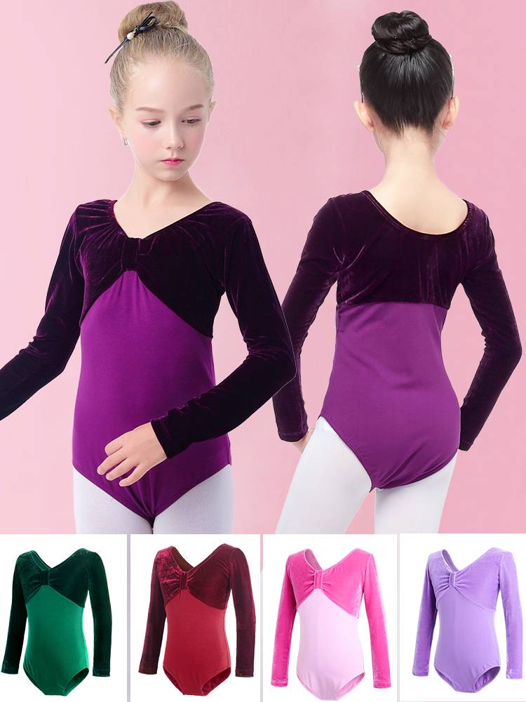 Children's dance clothing spring and summer long -sleeved ballet exercises, girls' art test -shaped sports clothes dancing Chinese dance test -level service