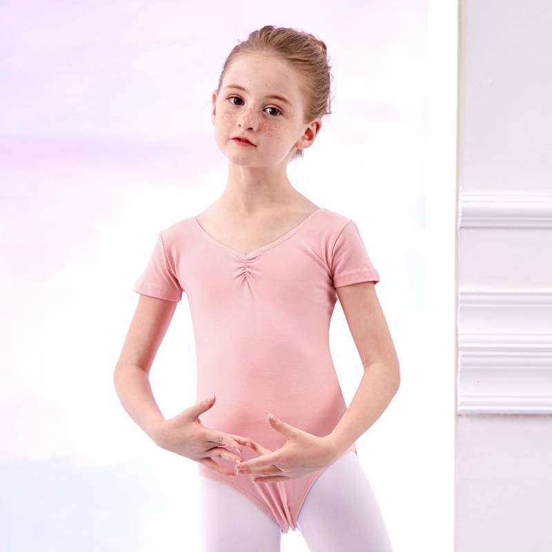 Children's dance service girls summer short -sleeved exercise service children pink ballet suits Chinese dance -shaped physical examination