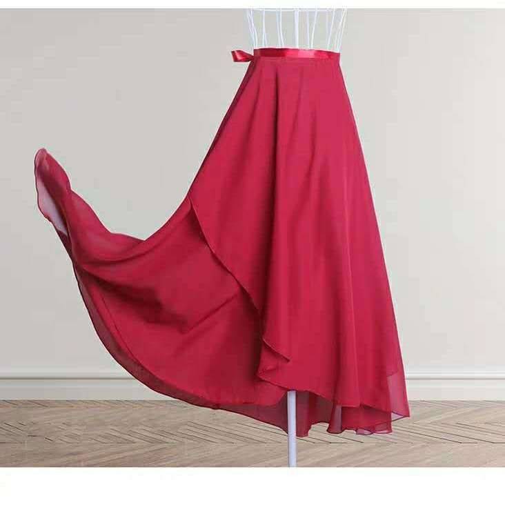 Adult ballet dance skirt, lace -up teacher long skirt dance skirt practice apron skirt Box chiffon skirt 85cm