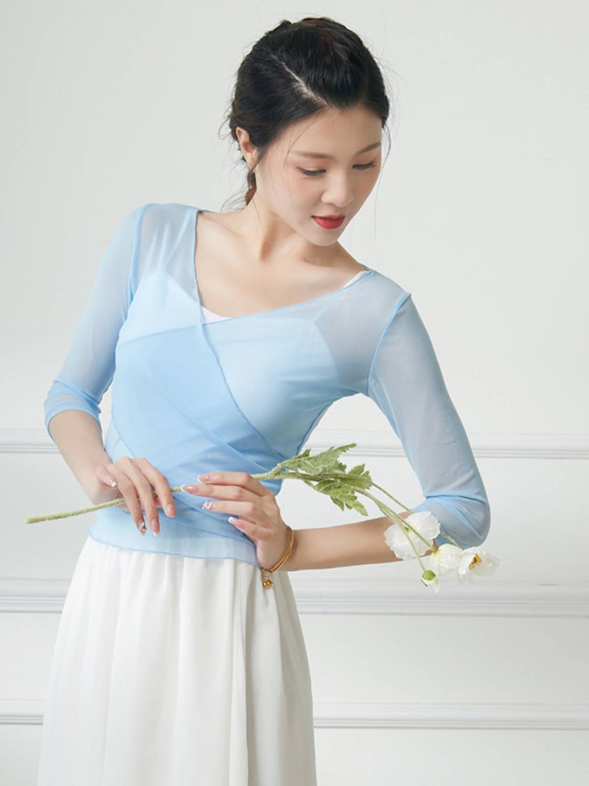 Classical dance modern body rhyme dance clothing national performance ballet Chinese dance exercise clothes top female gauze clothes