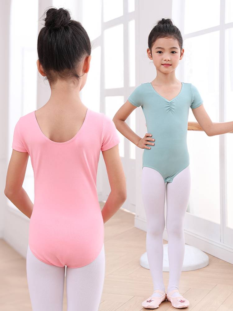 Dance service children's practice service girls in summer short -sleeved body conjoined dancing test ballet Chinese dance clothing Chinese dance