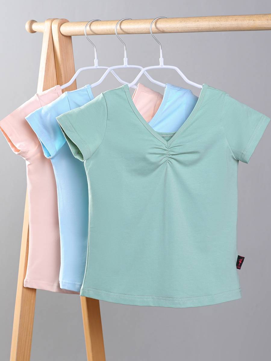 Dance service children and girls Chinese dance girl practice short long -sleeved top shorts 37 pants ballet training set