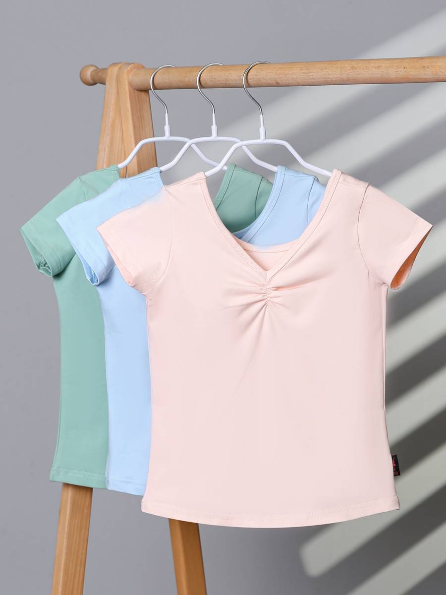 Dance service children and girls Chinese dance girl practice short long -sleeved top shorts 37 pants ballet training set