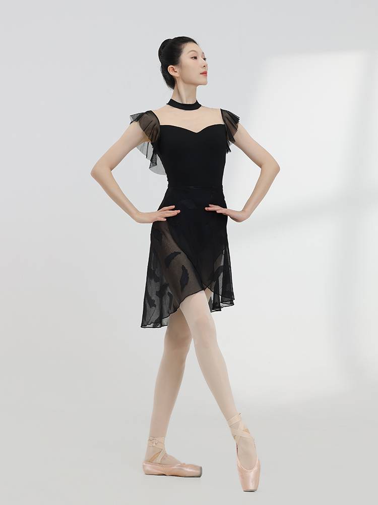 Fuyu ballet dance exercises, feather pattern of feather patterns, skirts, female adult irregular gauze skirts, one -piece skirt