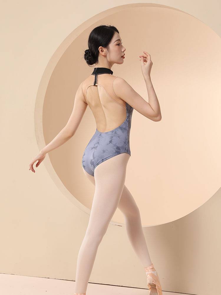 Ballet training service adult stand -up collar printing flower art test female Chinese dance Gao hi training dance gymnastics uniforms