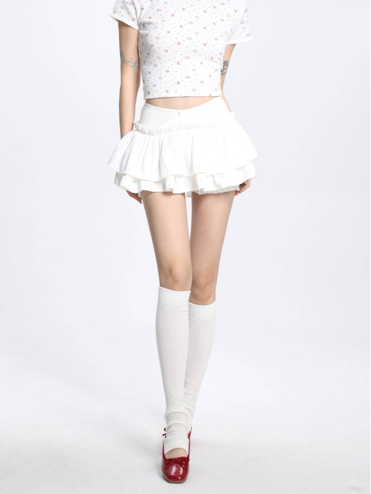 Shiyiyue white skirt female summer 2024 new ballet cake skirt super mini skirt, puffed skirt pleated skirt