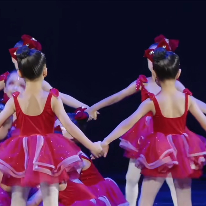 Children's Performance Service Chinese Barbie Dream Die Dance Sequenant Princess Puffy Skirt Red Ballet Stage Service