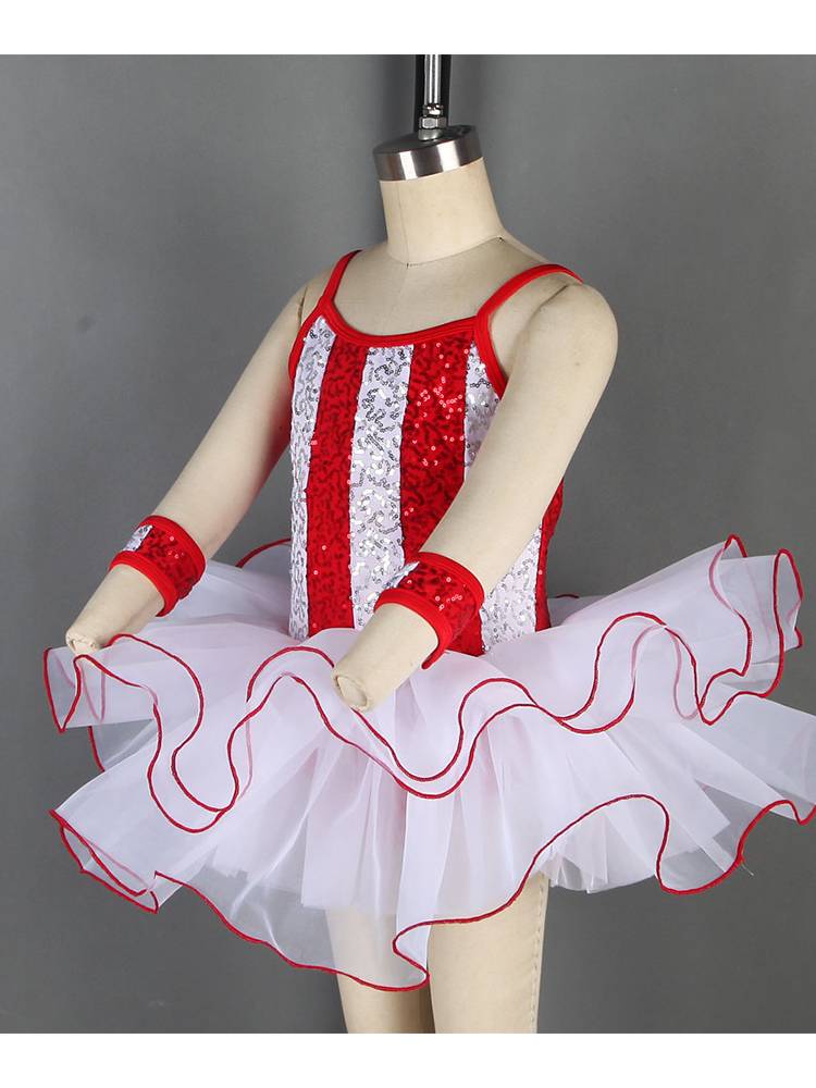 Ballet performance service children's red professional performance suit short skirt sequin skirt competition ballet tutu skirt