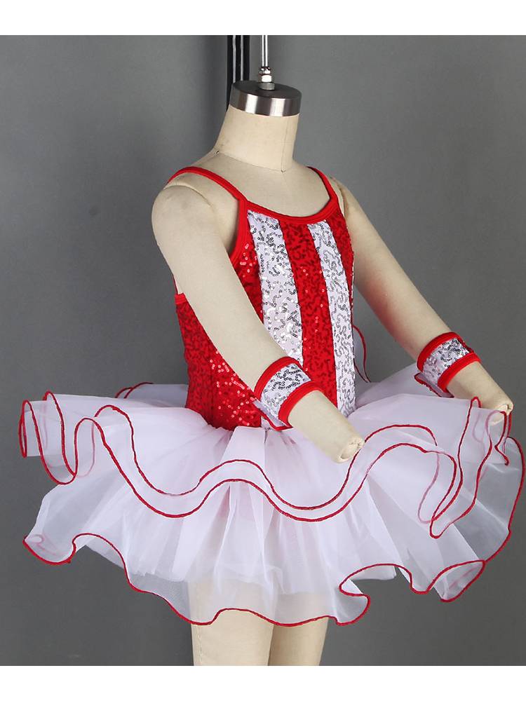 Ballet performance service children's red professional performance suit short skirt sequin skirt competition ballet tutu skirt