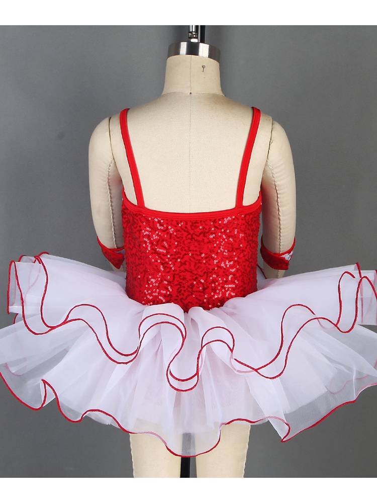 Ballet performance service children's red professional performance suit short skirt sequin skirt competition ballet tutu skirt