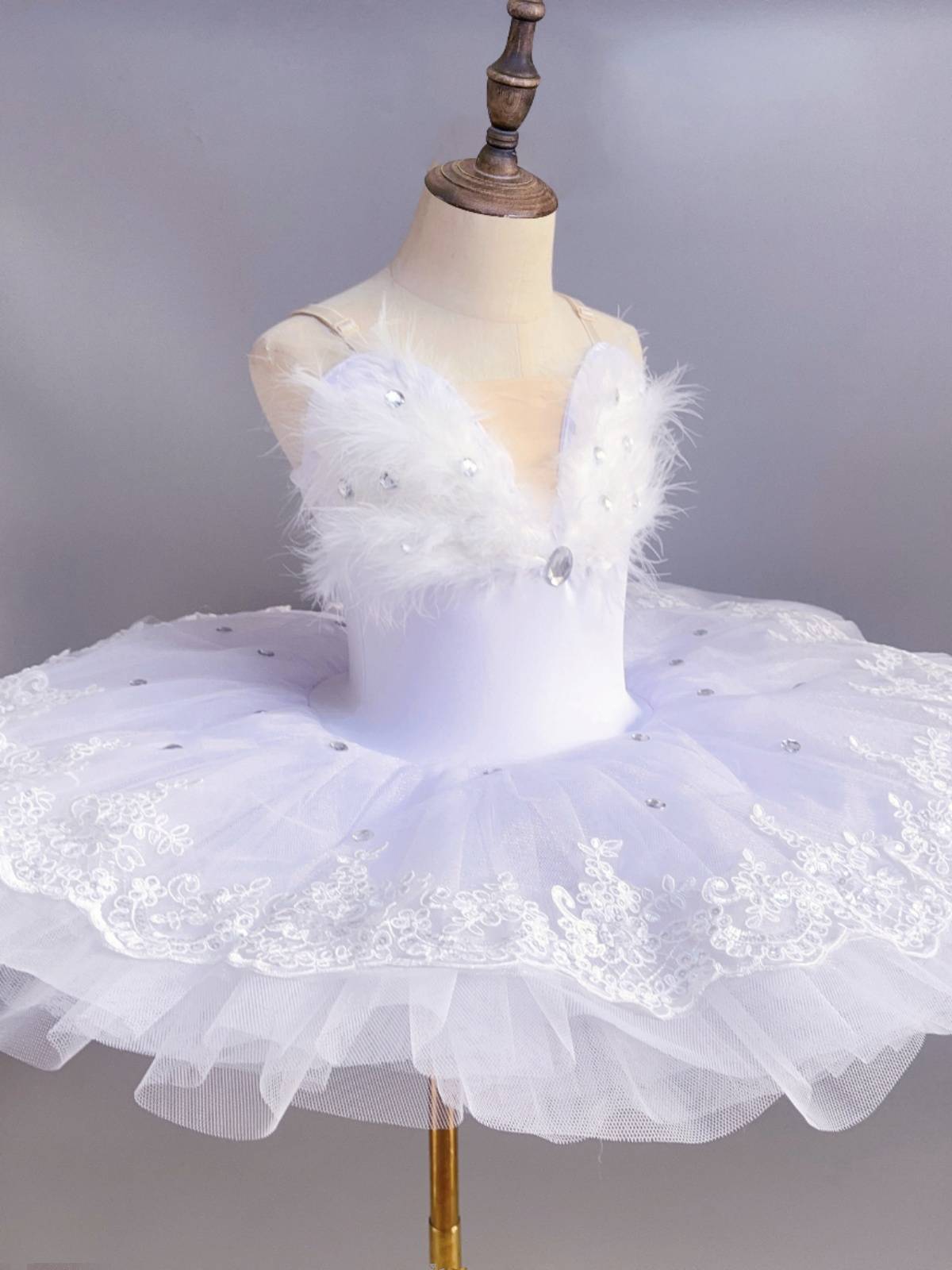 Girls White Ballet Skirt Performance Service Professional TUTU Skirt Children's Swan Lake high -end panton skirt performance service