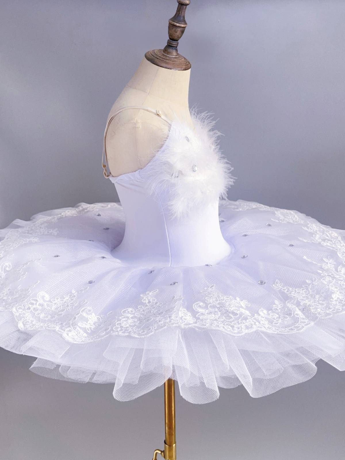 Girls White Ballet Skirt Performance Service Professional TUTU Skirt Children's Swan Lake high -end panton skirt performance service
