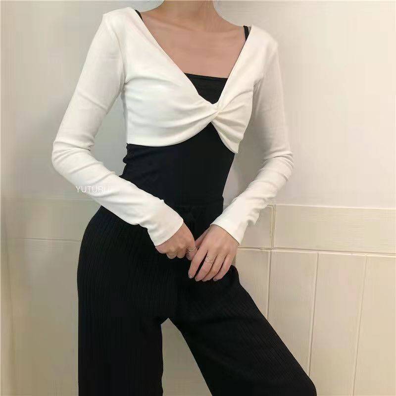 Dance service female autumn and winter Heben's body with ballet cross -shoulder practice modern dance autumn and winter classical long sleeves