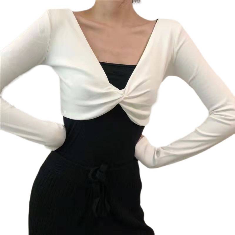 Dance service female autumn and winter Heben's body with ballet cross -shoulder practice modern dance autumn and winter classical long sleeves