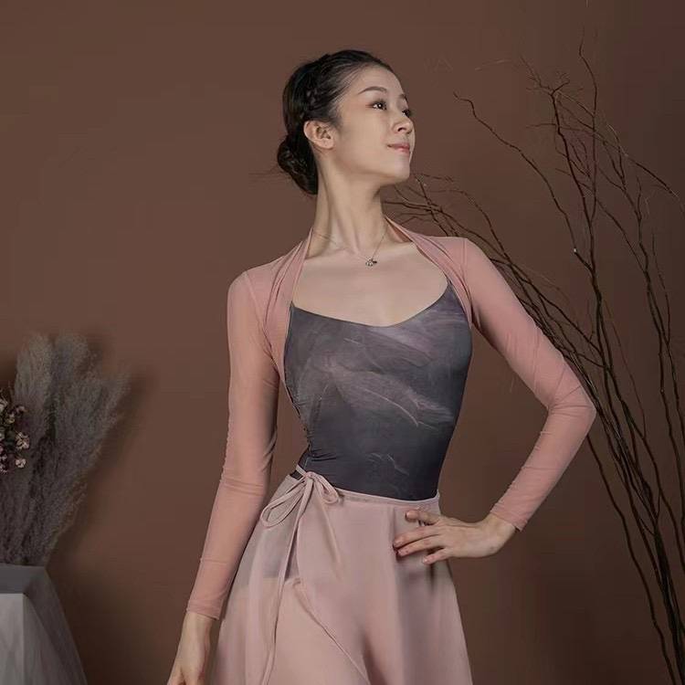 Ballet dance service women's net gauze long -sleeved dance shawl shawl shawl shawl, lean style, exercise skills