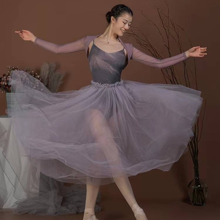 Ballet dance service women's net gauze long -sleeved dance shawl shawl shawl shawl, lean style, exercise skills