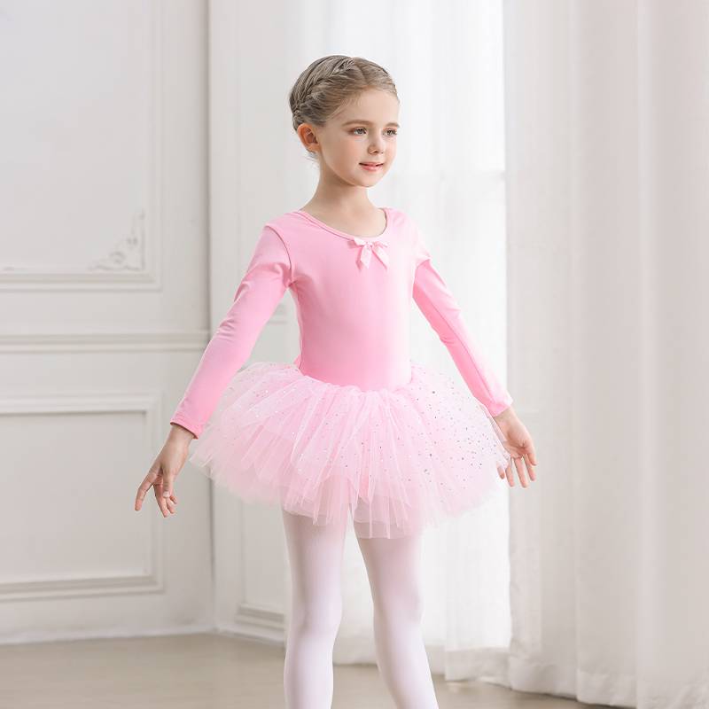 Dance service children's summer short -sleeved Chinese dance -shaped dancing dancing practice service girl conjoined ballet skirt art school