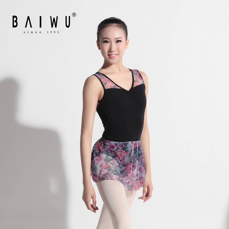 [Special offer] Baiwu ballet dance skirt printed net gauze skirt dress 116143001
