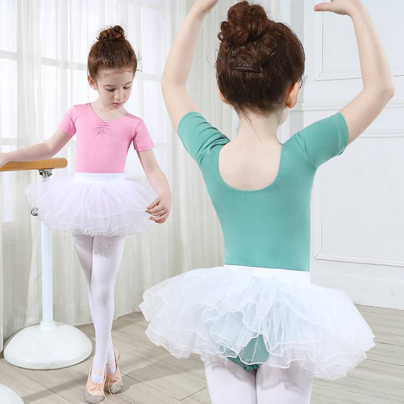 Children's dance clothing practice service girl ballet skirt young children's art test short -sleeved sportswear children's clothing