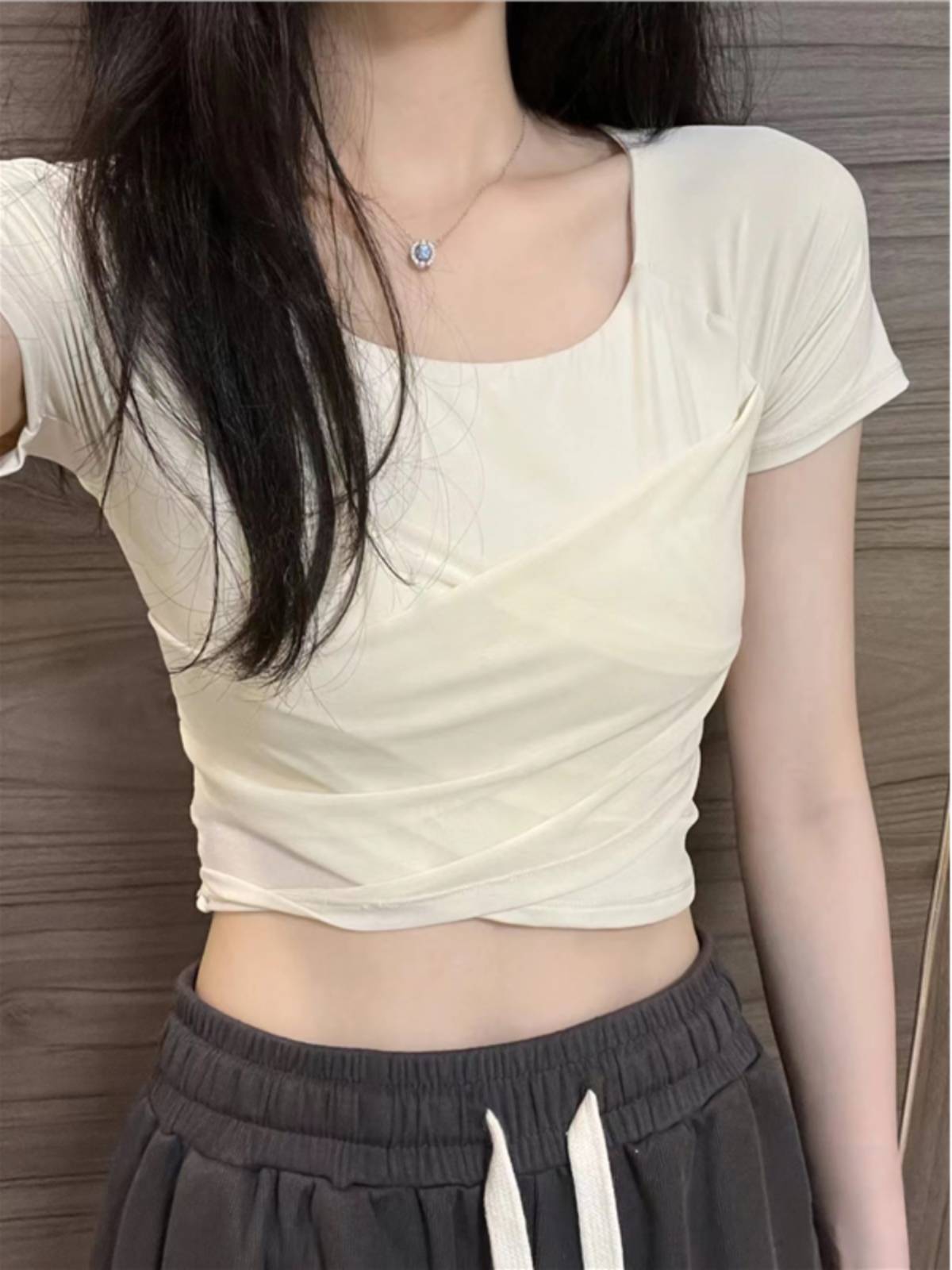 Dance practice service female cross -slimming shirt Modern dance professional clothes Chinese classical ballet base training uniforms