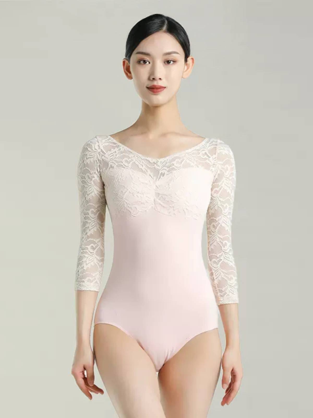 Danshigo Ballet Dance exercise skills test high -grade seven -point sleeve lace conjoined adult female yoga gymnastics