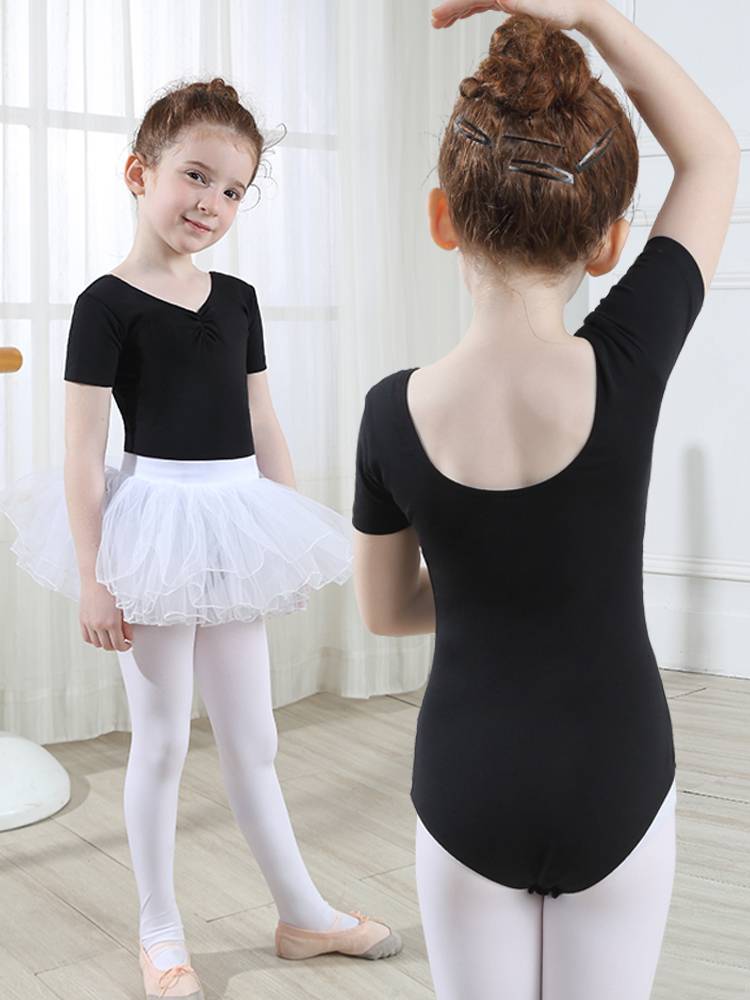 Children's dance service girl ballet skirt short -sleeved children practiced children's summer gymnastics clothes Chinese dance clothes
