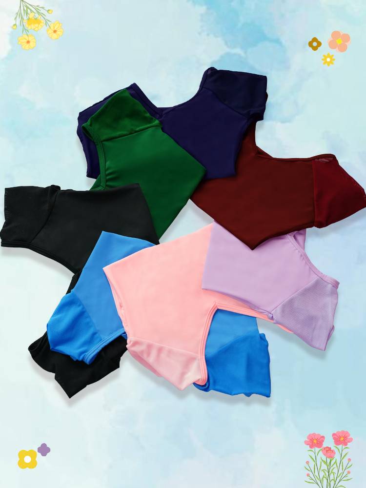 Children's dance service girl Latin dance exercises short -sleeved ballet exercise connecting Chinese testing body clothes