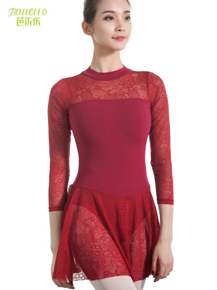 Ballet dance exercise uniform adult autumn and winter -shaped sports service women's dance clothes are thin long sleeve tight teacher gymnastics uniforms