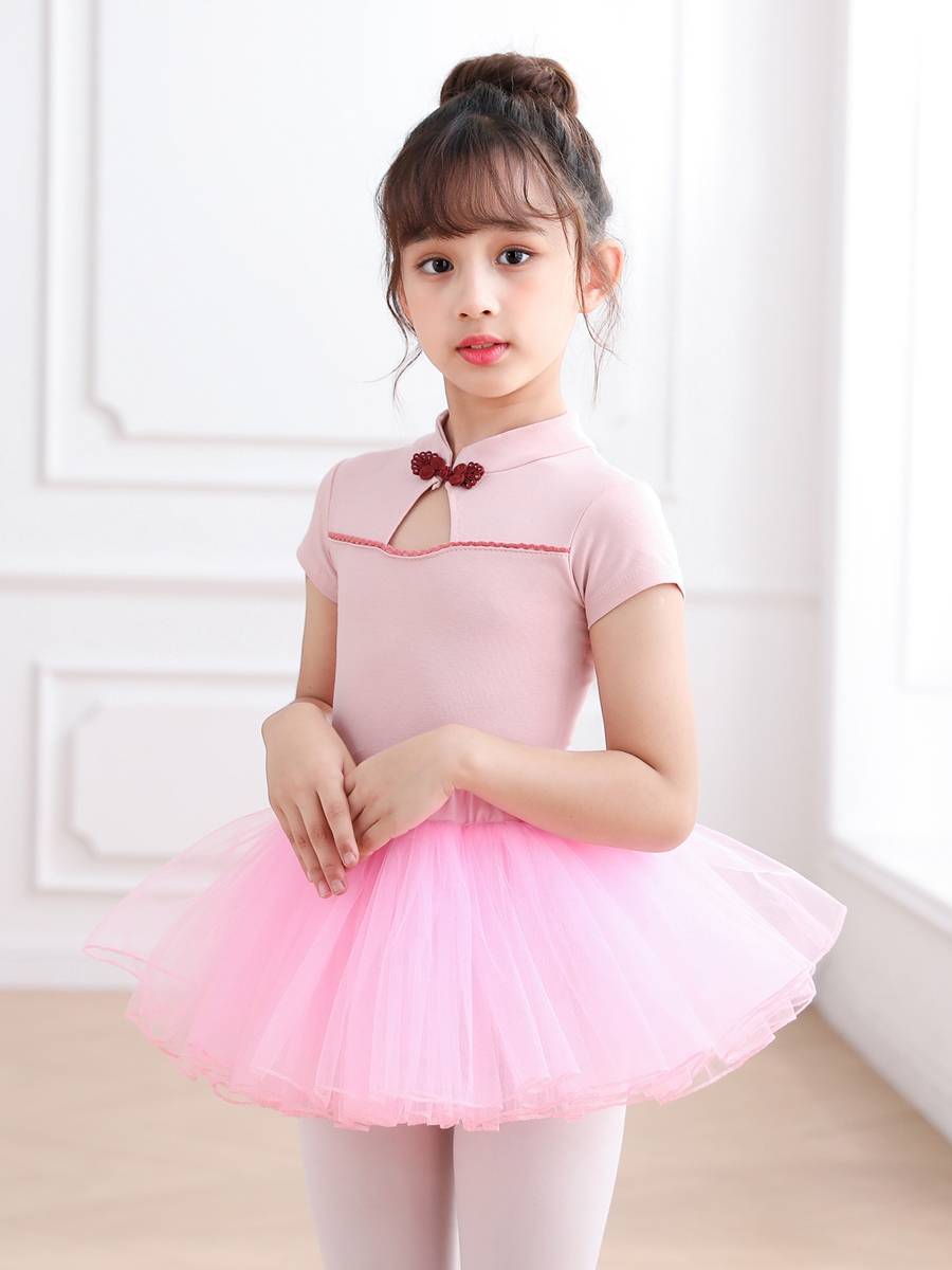 Dance service children's practice service children's Chinese dance ballet skirt puffy skirt gymnastics clothing body clothes short sleeves