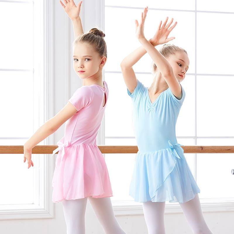 Children's dance clothing practice service girl Chinese dance -linked skirt blue young children dancing dance gauze ballet ballet skirt