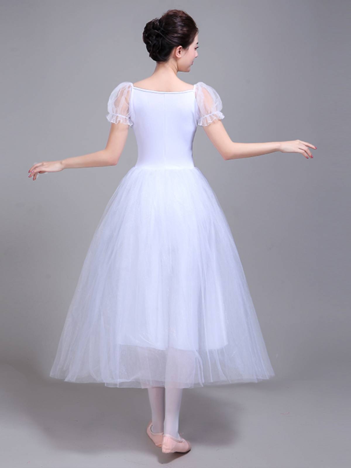 Ballet dance skirt adult girl practitioners showing that chorus dressing skirt bubble sleeve sleeves long white swan majors