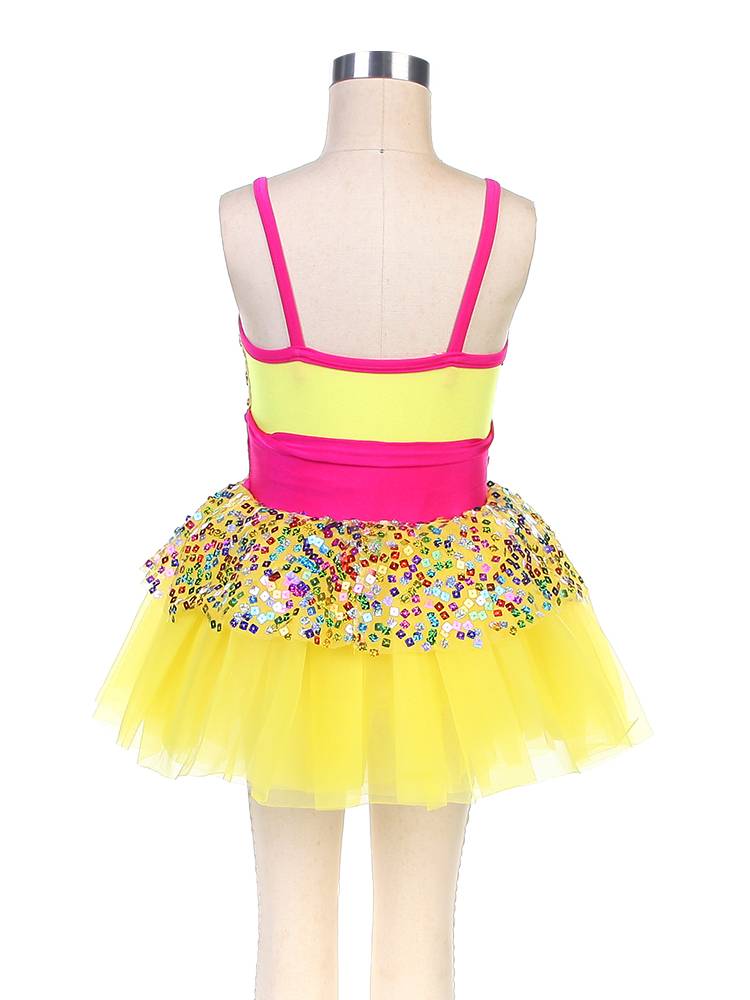 Ballet performance service children's professional performance dress gauze skirt yellow puffy skirt competition sequin ballet tutu skirt