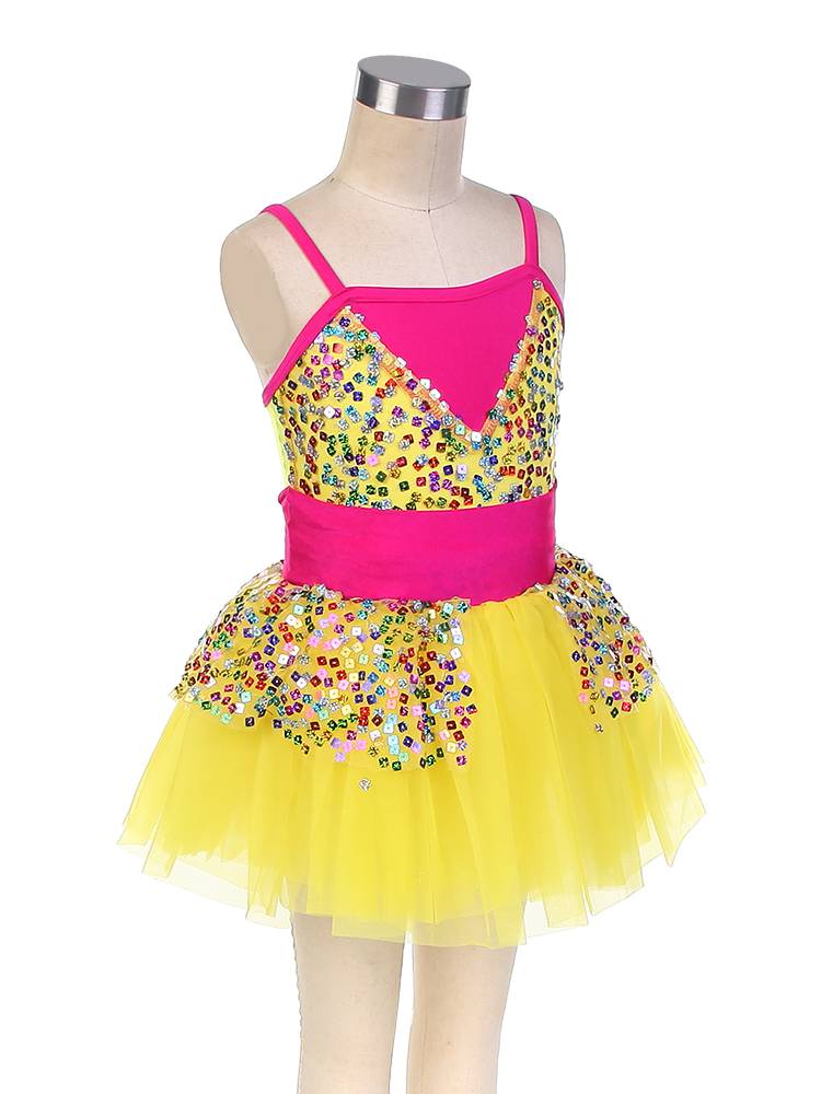 Ballet performance service children's professional performance dress gauze skirt yellow puffy skirt competition sequin ballet tutu skirt