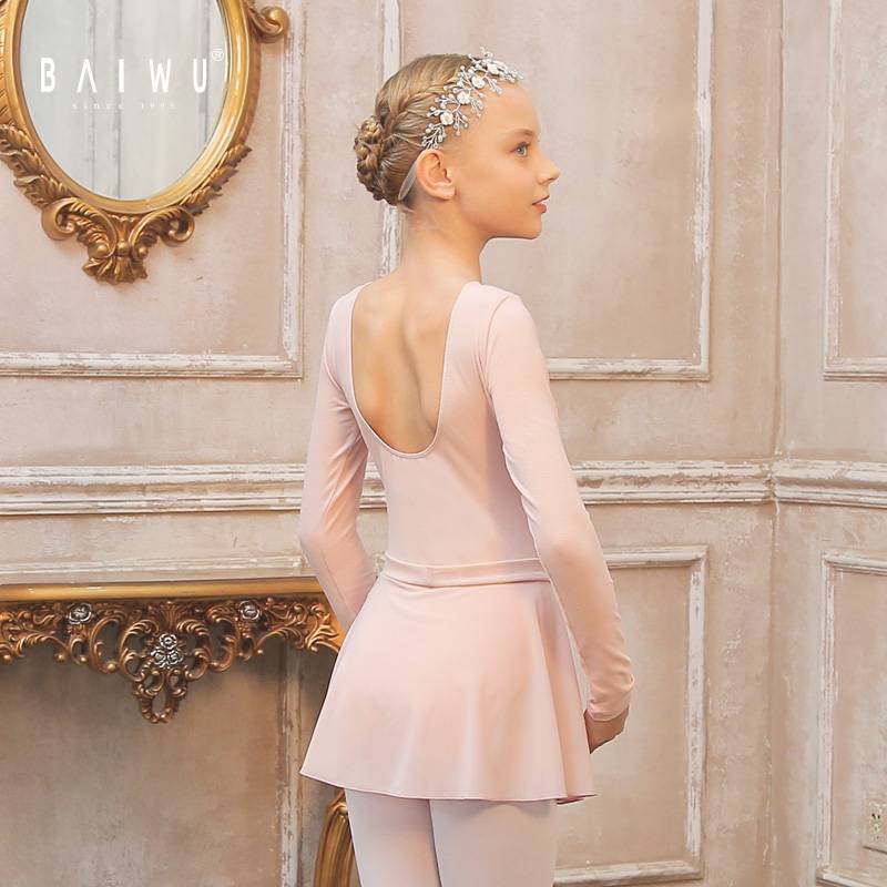 Baiwu Children's Practice Ballet Conjusational Server Long -sleeved Gymnastics Training Server 120242011