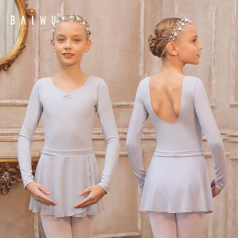 Baiwu Children's Practice Ballet Conjusational Server Long -sleeved Gymnastics Training Server 120242011